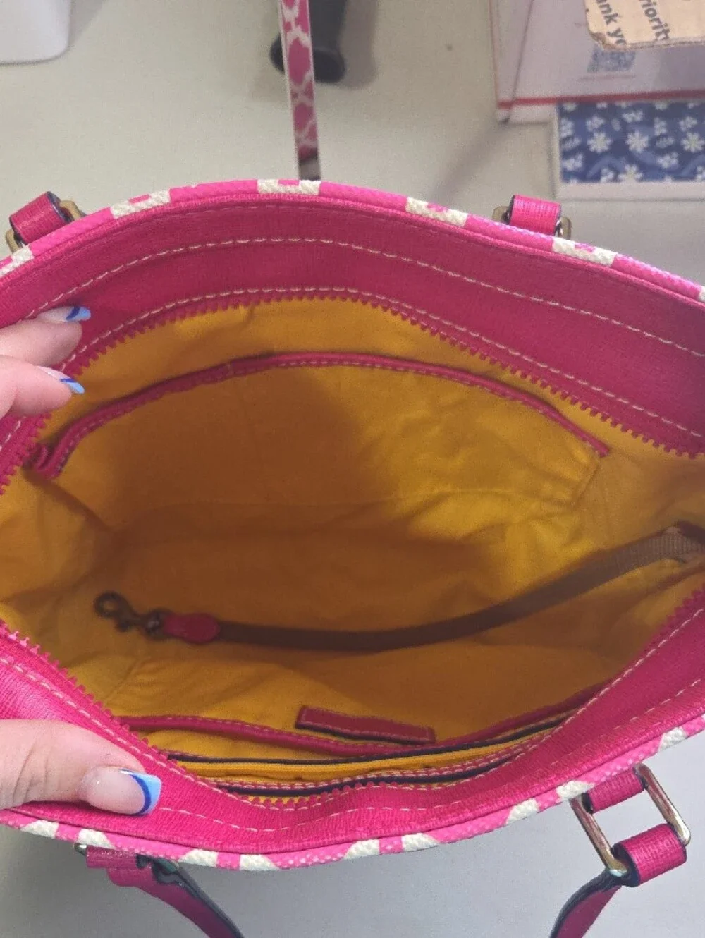 Dooney & Bourke Hot Pink White Logo Tote